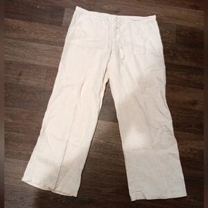 GAP Women  Light Tan Cargo Pants 100% Linen